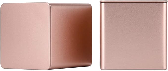 Square Tin Can Empty Cube Steel Box Storage Container kit 65mm Series for Treats, Gifts, Favors, Loose Tea, Coffee and Crafts, Rose Gold, 3S