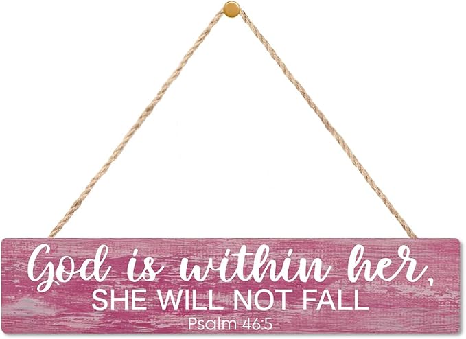 AGMDESIGN God is Within Her She Will Not Fall Wooden Sign, Women's Faith Decor for Wall, Christian Jesus Hanging Wooden Plaque for Home Farmhouse Prayer Room, Inspirational Gifts for Christian Sisters by Unknown