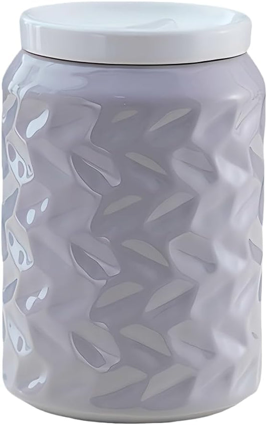 Ceramic Jar with Lid, 34oz Food Storage Jar with Airtight Seal Ceramic Lid for Sugar Tea Spice, Coffee Canister Sugar Container (Gray)