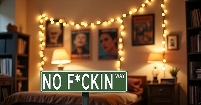 No F*cking Way Funny Street Sign – 16x4 Inch Metal Wall Decor for Bar, Man Cave, Dorm, Garage – Inappropriate Humor Gift" - Image 3