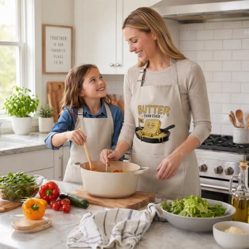 Butter Than Ever Funny Cooking Apron for Women Men, Kitchen Gift | Playful butter character and food pun make this apron a fun choice for cooking, baking, brunch, grilling, and parties - Image 5