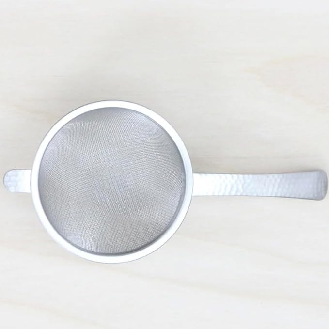 Japanese Double Fine Mesh Tea Sifter – Stainless Steel Tea Strainer with Hammered Texture Handle Kitchen Sieve, 6” (Length) × 3” (Width) × 1.3” (Height)
