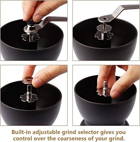 Manual Coffee Grinder with Ceramic Burr and Glass Container for Espresso Beans