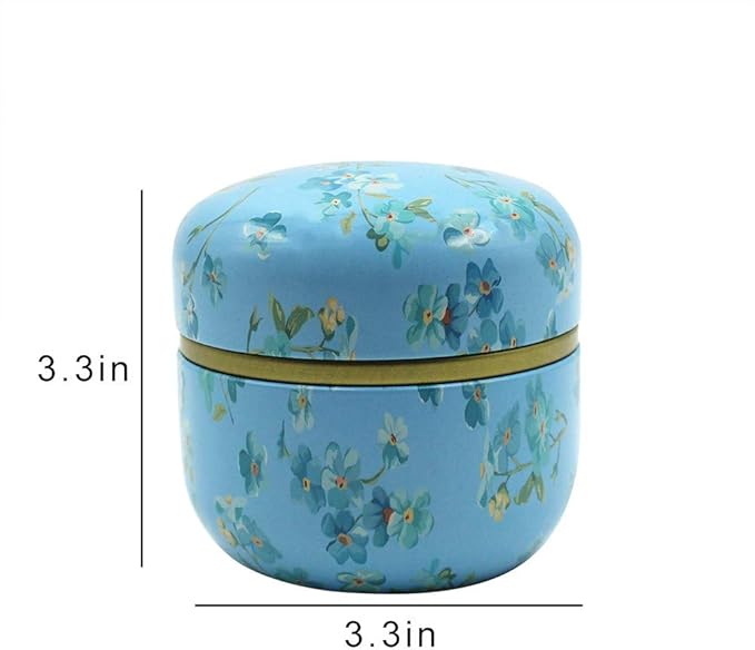 2 Pack Mini Tea Storage Containers Tea Coffee Tins, Flowers Pattern Food Storage Container for Herb, Candy, Chocolate, Sugar, Spices, Candle