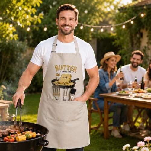 Butter Than Ever Funny Cooking Apron for Women Men, Kitchen Gift | Playful butter character and food pun make this apron a fun choice for cooking, baking, brunch, grilling, and parties - Image 7