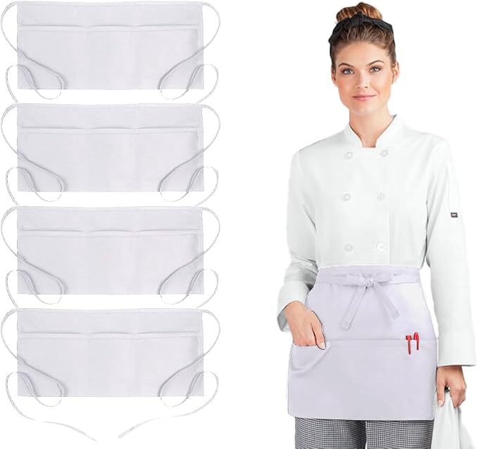 Avalon Kitchen Server Aprons with 3 Pockets, 100% Polyester Waist Apron with Pockets, 24x12 Inche Waitress Apron with Pockets by Avalon+Kitchen