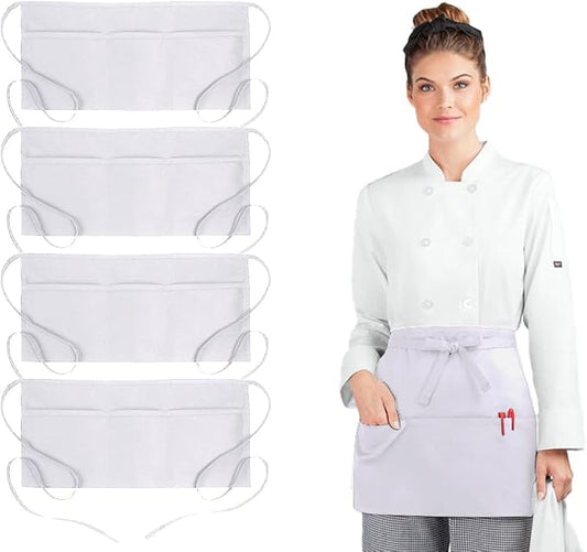 Avalon Kitchen Server Aprons with 3 Pockets, 100% Polyester Waist Apron with Pockets, 24x12 Inche Waitress Apron with Pockets by Avalon+Kitchen