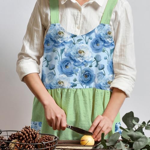 Uaussi Cotton Linen Apron Cross Back Work Apron for Women with Pockets Pinafore Dress X Cross Halter Apron for Chef Gardening - Image 2