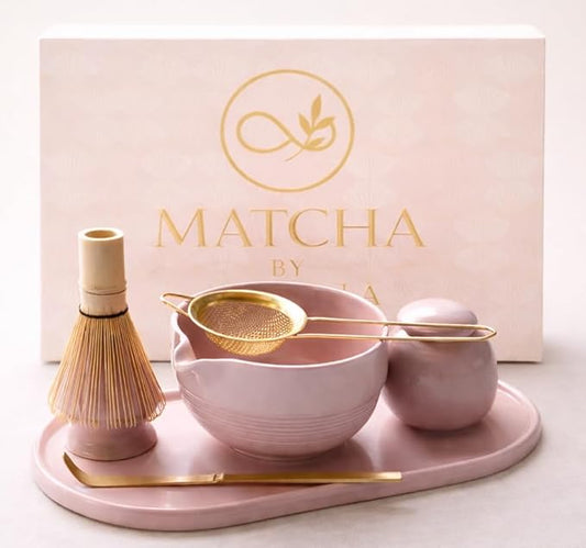Blush Pink Matcha Set – 7-Piece Ceremonial Matcha Tea Kit with Bowl, Bamboo Whisk & Accessories – Complete Matcha Set for Beginners & Gifts