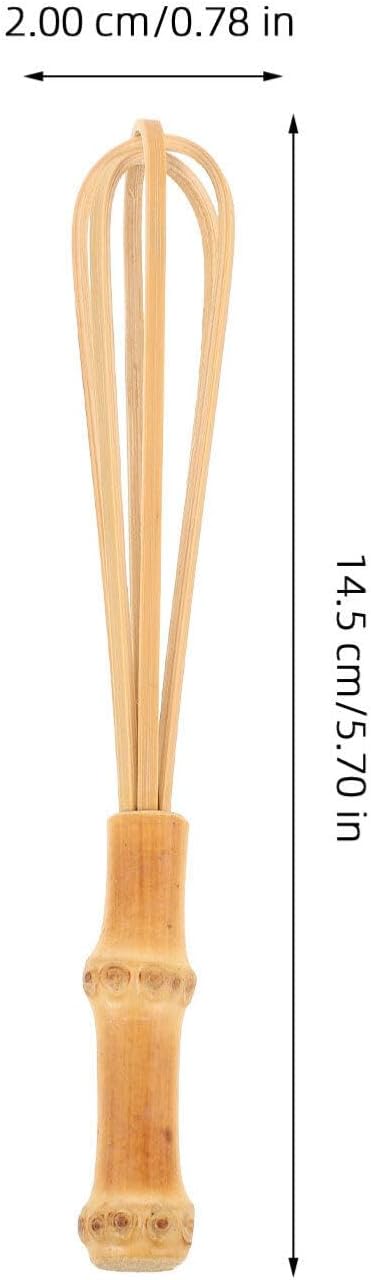 Cabilock Bamboo Whisk-5.7" Kitchen Whisk Balloon Whisk Manual Mixer Milk Beating Stick for Cooking, Stirring, Beating and Blending
