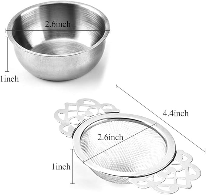 4 Set Tea Strainers with Drip Bowls, Loose Leaf Tea Strainers with Double Winged Handles Extra Fine Mesh Tea Infuser Brew Loose Leaf Tea, Spices, Seasonings
