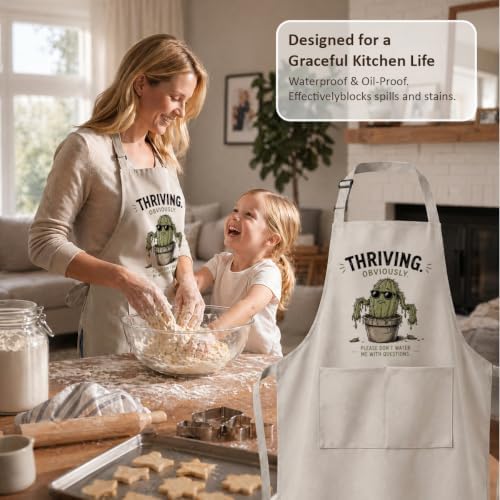 Thriving Obviously Funny Cactus Apron for Women Men | Funny cactus artwork and sarcastic wording create a lighthearted apron for cooking, gardening, baking, and gifting - Image 3