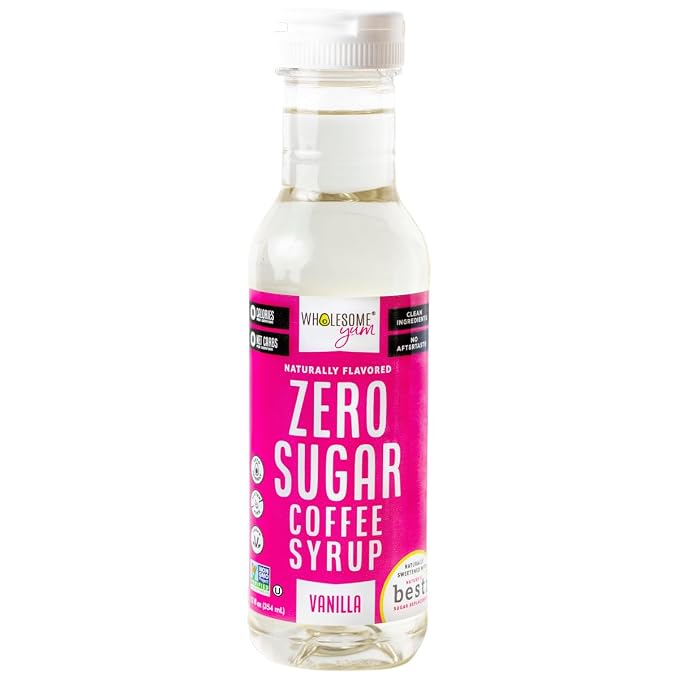Wholesome Yum Zero Sugar Coffee Syrup (Keto Coffee Syrup) - Sugar Free Vanilla Syrup With Monk Fruit & Allulose - Natural Sweetener & Flavor For Hot & Cold Drinks - Low Carb, Gluten Free (12 fl oz) by WholesomeYumFoods