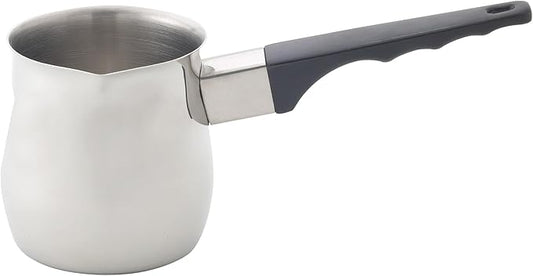 Fino Stainless Steel Turkish Coffee Pot - Professional 18/8 Warmer for Stovetop Coffee, Milk, Tea, Hot Chocolate - Delicious Daily Beverages - 12-Ounce