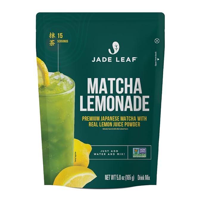 Jade Leaf Matcha Lemonade Drink Mix - Premium Japanese Ceremonial Grade Matcha Green Tea Powder, Organic Cane Sugar - Refreshing Café Style Matcha Lemonade Powder, 5.8 Ounce / 165g (Pack of 1)
