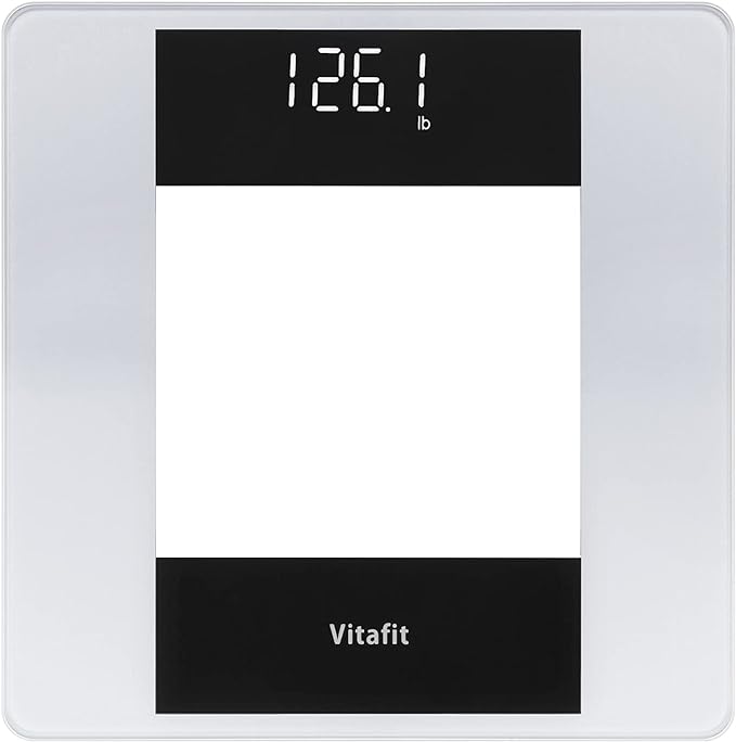 Vitafit Digital Bathroom Scale for Body Weight, High Accuracy Assured by Weight Scale Professional Factory Since 2001, White LED and Step-On, 3*AAA Batteries Included, 400lb, Silver