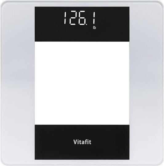 Vitafit Digital Bathroom Scale for Body Weight, High Accuracy Assured by Weight Scale Professional Factory Since 2001, White LED and Step-On, 3*AAA Batteries Included, 400lb, Silver