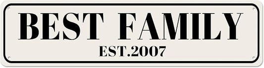 Best Family Est 2007 Sign, 2007 Family Sign Family Decor, Wall Decor for HomeMan CaveFarmhouse, Quality Metal Signs 16x4 Inch by Unknown