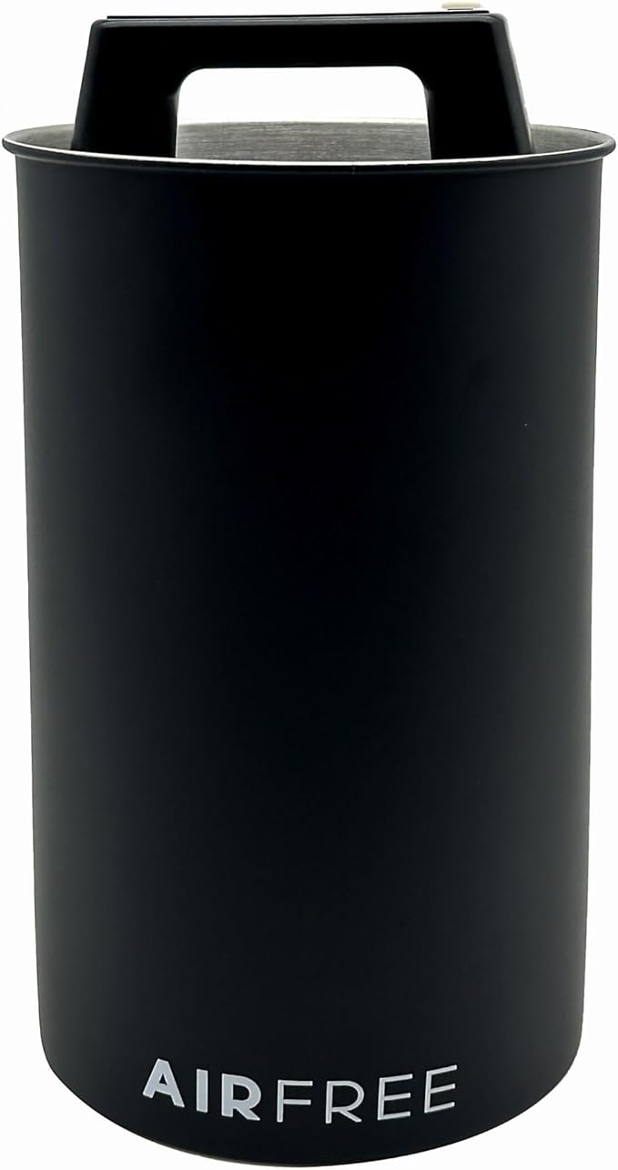 Skywin Vacuum Coffee Canister for Ground Coffee & Beans 4.53 x 7.28 IN - Seal Coffee Container Preserves Freshness, Food Grade Metal Kitchen Canisters for Countertop (Black)