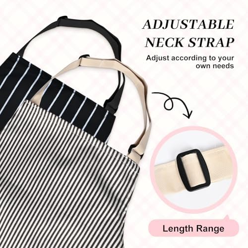 2Pack Adjustable Kitchen Apron for Women Men with 2 Pockets，Cotton-Polyester Blend Bib Aprons for Cooking,Baking - Image 5