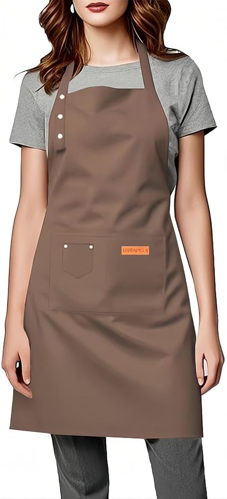Kitchen Cooking Apron for Women Men Water-Resistant Artist Barista Baking Craft Catering Work Bib with Large Pockets
