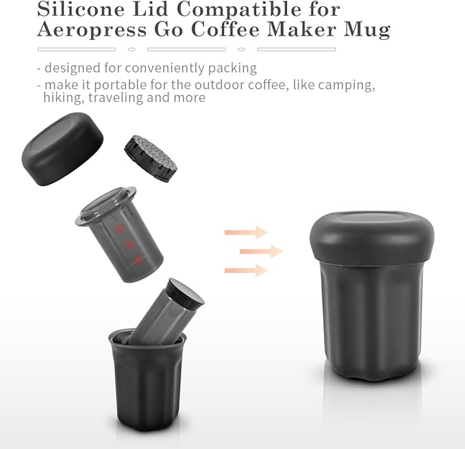 CAFEMASY Silicone Cover Lid Travel Cap Pack Compatible with Aeropress Go Espresso Coffee Maker Replacement Parts Coffee Accessories Tools