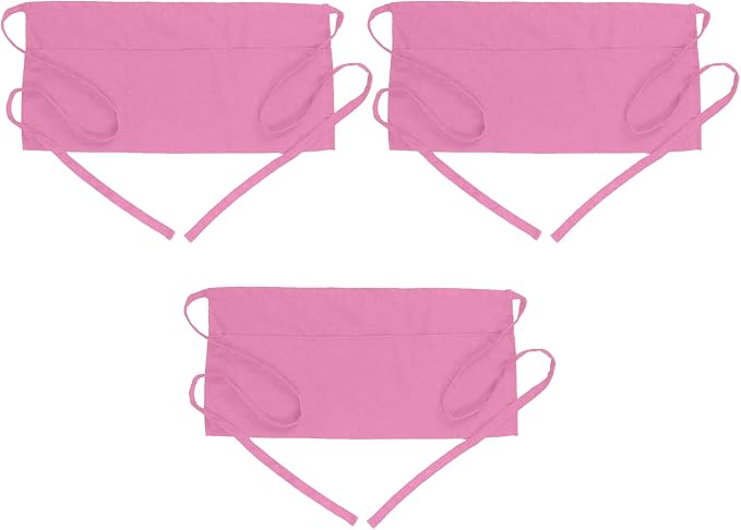 BOHARERS 3 Pack Pink Waitress Aprons - Women Server Apron Waiter Server Short Aprons 24x12 Inches by BOHARERS