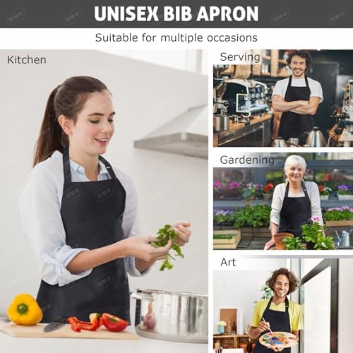 Chef Apron Bib Apron with 2 Large Pockets Adjustable Neck Strap Kitchen Apron Cooking Apron Stripes Baking Apron - Image 6