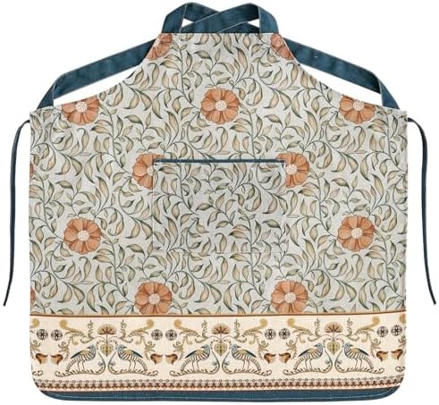 patdrea Blue Floral Linen Apron with Pocket,French Kitchen Garden Chef BBQ Aprons for Women and Men,Crisscross Back Straps by patdrea
