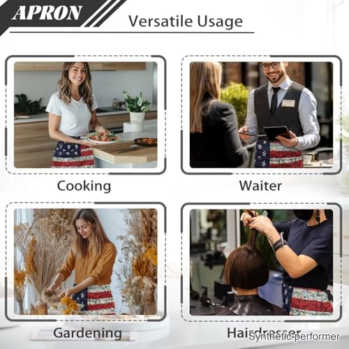 Server Apron with 3 Pockets 13 Inch Short Half Waist Aprons Waterproof Cooking Aprons for Women Men - Image 5