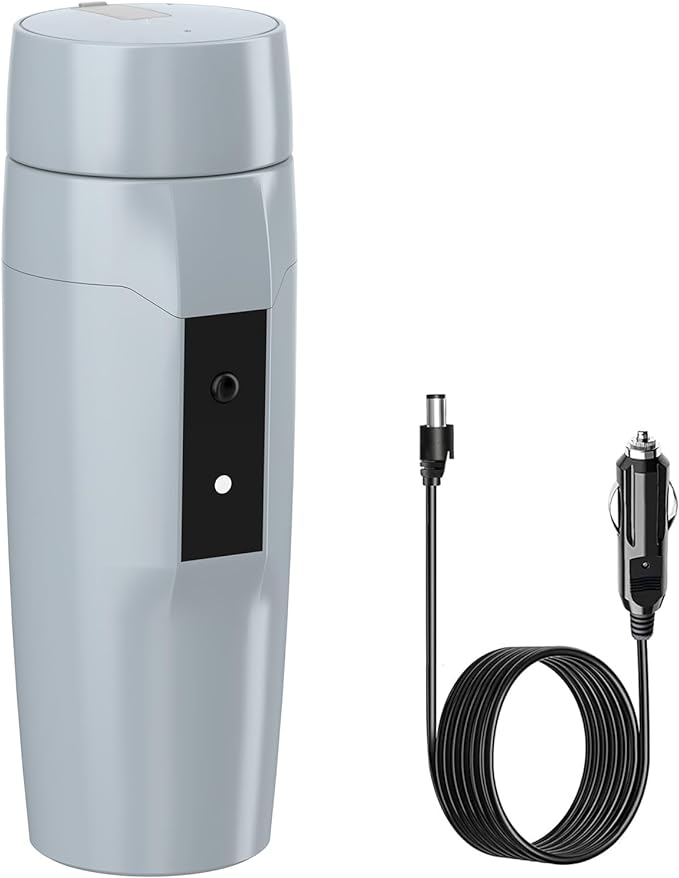 Portable 12V Car Kettle Boiler, Small Electric Travel Kettle, 80W Fast Water Heater, Mini Electric Tea Coffee Mug for Car, Automatic Shut-Off & Restart, Special Power Cord for Car Cigarette Lighters