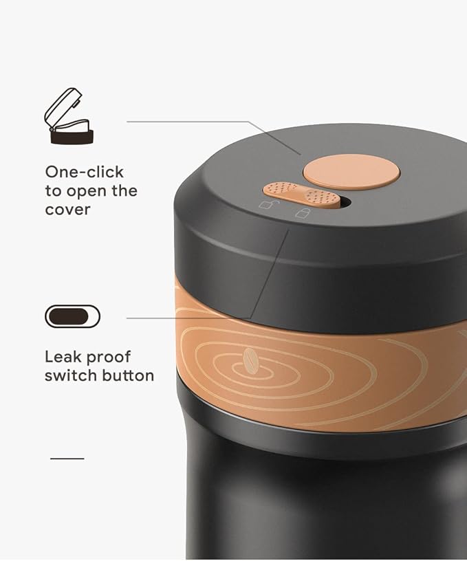 BENFUCHEN Portable French Press Coffee Maker Car-Go Vacuum Insulated Bottle, Travel French Coffee Maker With Unique Filter Stainless Steel Tea/Coffee Mug For Camping, 320ML