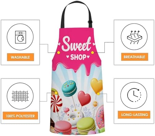 Different Sweets Colorful Waterproof Apron Kitchen Chef Aprons Bibs for Grooming Cooking Baking Painting Gardening - Image 4
