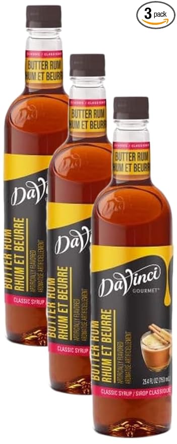 DaVinci Gourmet Butter Rum Syrup | 25.4 Fluid Ounce | Pack of 3 | Classic