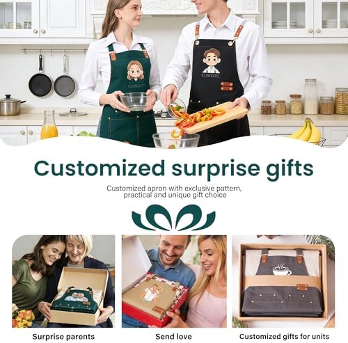 Personalized Waterproof Canvas Apron Custom Logo - Heavy Duty Cross Back 4 Pockets for Men Women Chef Barista - Image 6