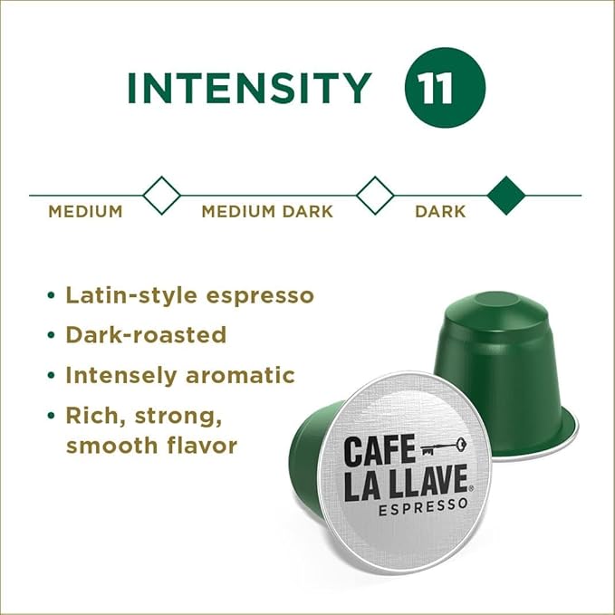 Cafe La Llave Latin Style Espresso Pods, Dark Roast, Compatible with Nespresso Original Line, 80 Count Aluminum Capsules