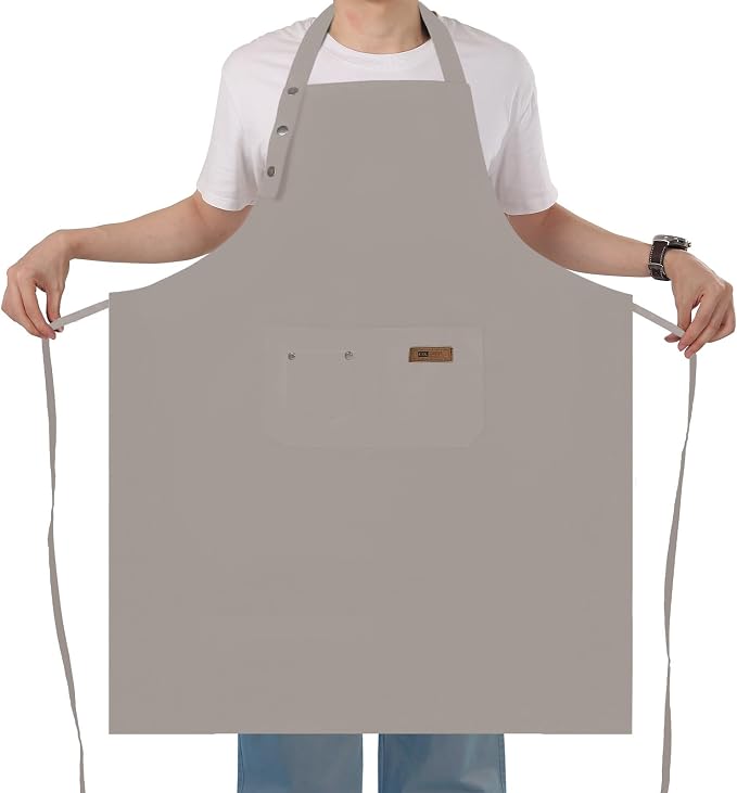 Yuubin Extra Large Aprons for Men Adjustable Button Apron with Pockets Chef Cooking Kitchen Aprons Women,Water&Oil Resistant by Unknown