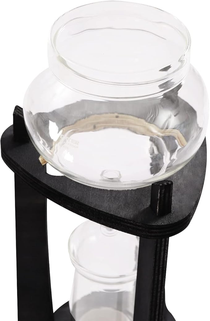 Iced Coffee Cold Brew Drip Tower, 600Ml Glass Cold Brew Coffee Makers 6-8 Cups Cold Extracted Coffee 2drops/S Brewing 3 to 5 Hours with Removable Shelf and Adjustable Drip Speed Valve (Grey)