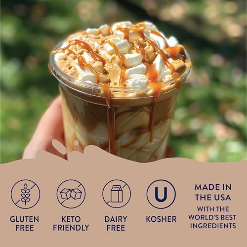 Jordan’s Skinny Mixes Sugar Free Coffee Syrup, Salted Caramel Coffee Flavoring Syrup, Zero Calorie Drink Mix, Lattes, Baking, Protein Shake or Cocktail, Dairy & Gluten Free, Kosher, 25.4 Fl Oz, 6 Pack