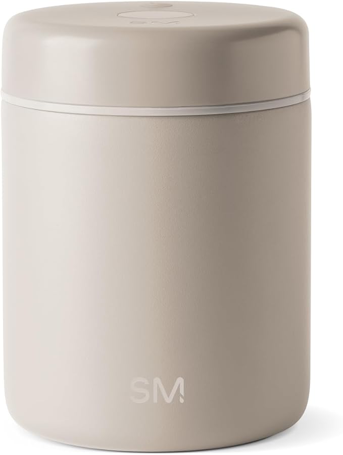 Simple Modern Delta Coffee Canister | Airtight Vacuum Seal with Auto-Reseal Technology | Ceramic Lined Stainless Steel Container for Coffee Grounds, Beans, Tea | 1.1L, Almond Birch