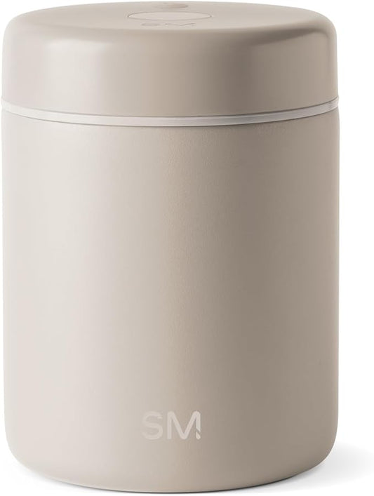 Simple Modern Delta Coffee Canister | Airtight Vacuum Seal with Auto-Reseal Technology | Ceramic Lined Stainless Steel Container for Coffee Grounds, Beans, Tea | 1.1L, Almond Birch