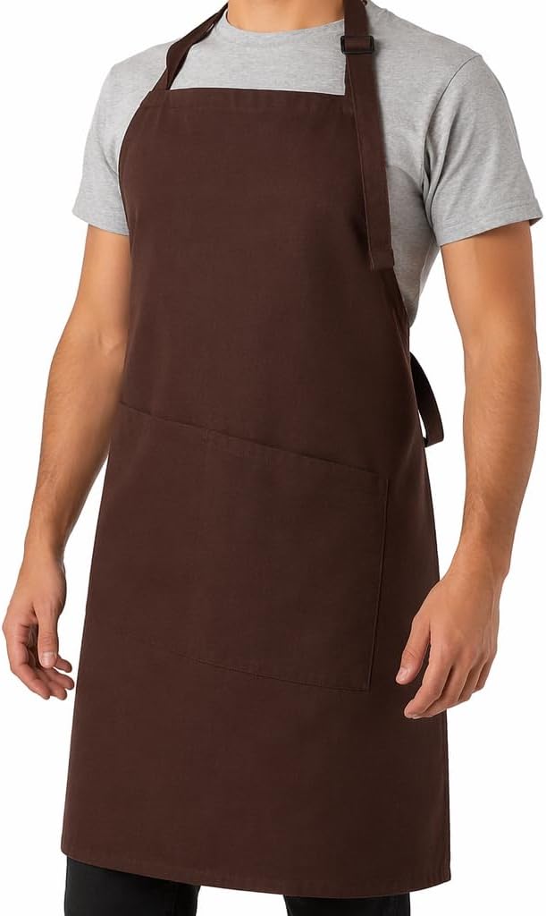 Chef Apron,Cotton Polyester Kitchen Apron with 2Pockets,Adjustable Stain Resistant for Cooking BBQ(1Pcs) by Unknown