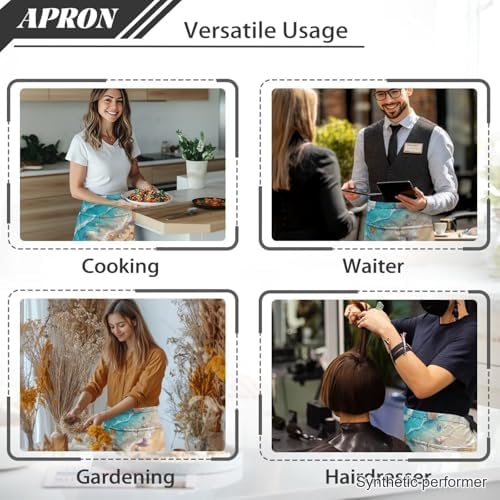 Server Apron with 3 Pockets 13 Inch Short Half Waist Aprons Waterproof Cooking Aprons for Women Men - Image 5