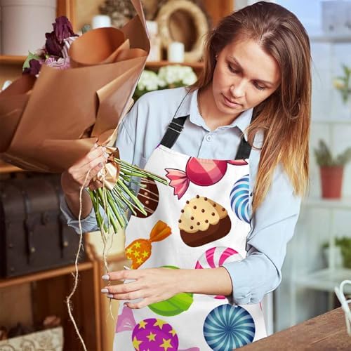 Sweet Candies Kitchen Apron for Women Men, Unisex Adjustable Cooking Apron, Waterproof Apron for Home Kitchen, Restaurant, Coffee House - Image 6