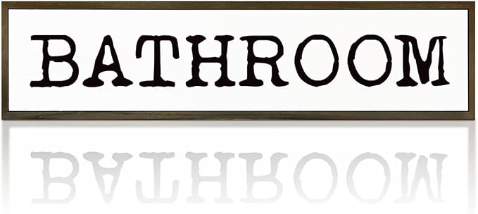 Bathroom Signs Decor, Rustic Hanging Signs and Plaques, Decorative Wall Art, Farmhouse Home Decor, Bathroom Decoration for Table Shelf, Framed Wooden Box Sign 17.8x4x1.2 inches by WKYAER