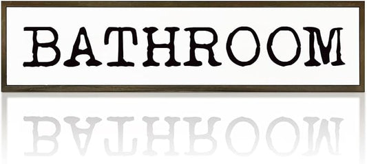 Bathroom Signs Decor, Rustic Hanging Signs and Plaques, Decorative Wall Art, Farmhouse Home Decor, Bathroom Decoration for Table Shelf, Framed Wooden Box Sign 17.8x4x1.2 inches by WKYAER
