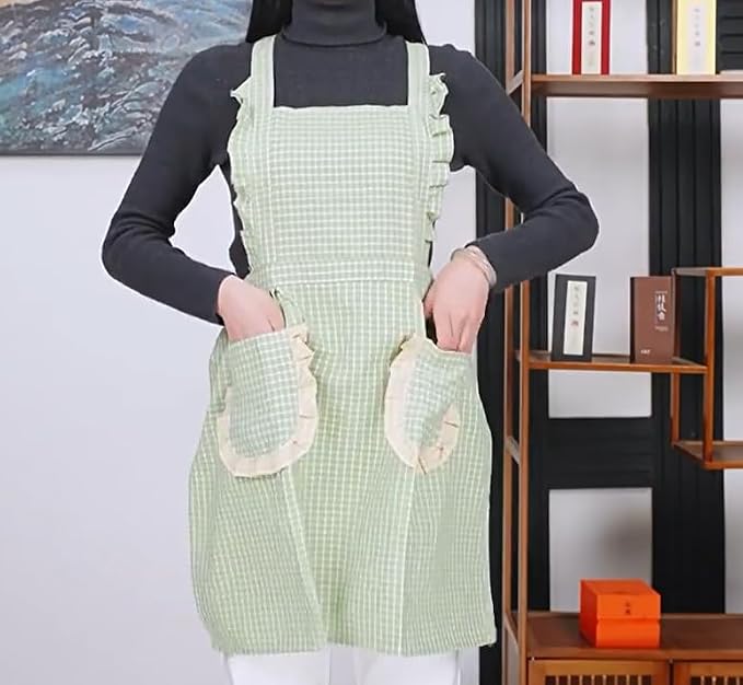 Small Cooking Apron with Pocket, Pinafore Apron Dress for Women, Kitchen Apron Gift for Women, Weight within 140lb - Image 2