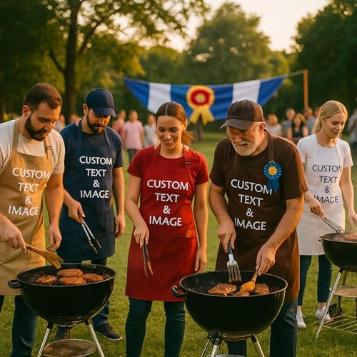 Custom Apron Women Men with Pockets Personalized Name Logo Cooking Aprons | Customizable Full Length Cotton Twill, Add Any Text Photo or Business Logo, Two Deep Pockets, 14 Colorways - Image 6
