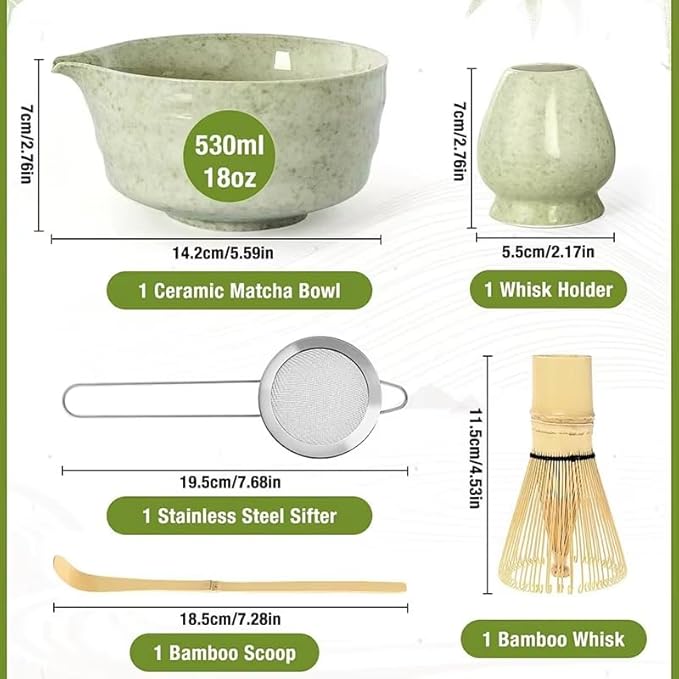 Bamboo Matcha Whisk Set With Bamboo Whisk And Holder Premium Matcha Set (B)