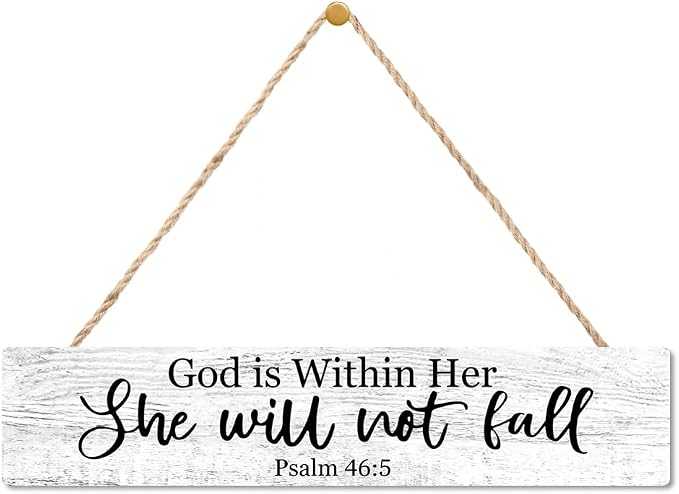 AGMDESIGN God is Within Her She Will Not Fall Bible Verse Wood Sign, Women's Faith Wall Decor, Christian Hanging Wooden Plaque for Prayer Room Home Church Farmhouse, Great Gifts for Christian Friends by Unknown